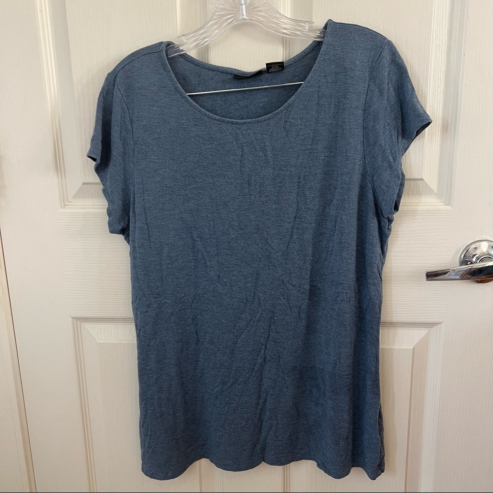 TAHARI XL Soft Blue Scoop Neck Shirt Top